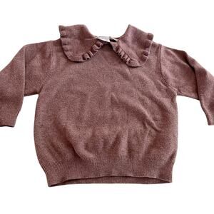 Zara Girls Mauve Ruffled Collar Sweater Size 2-3